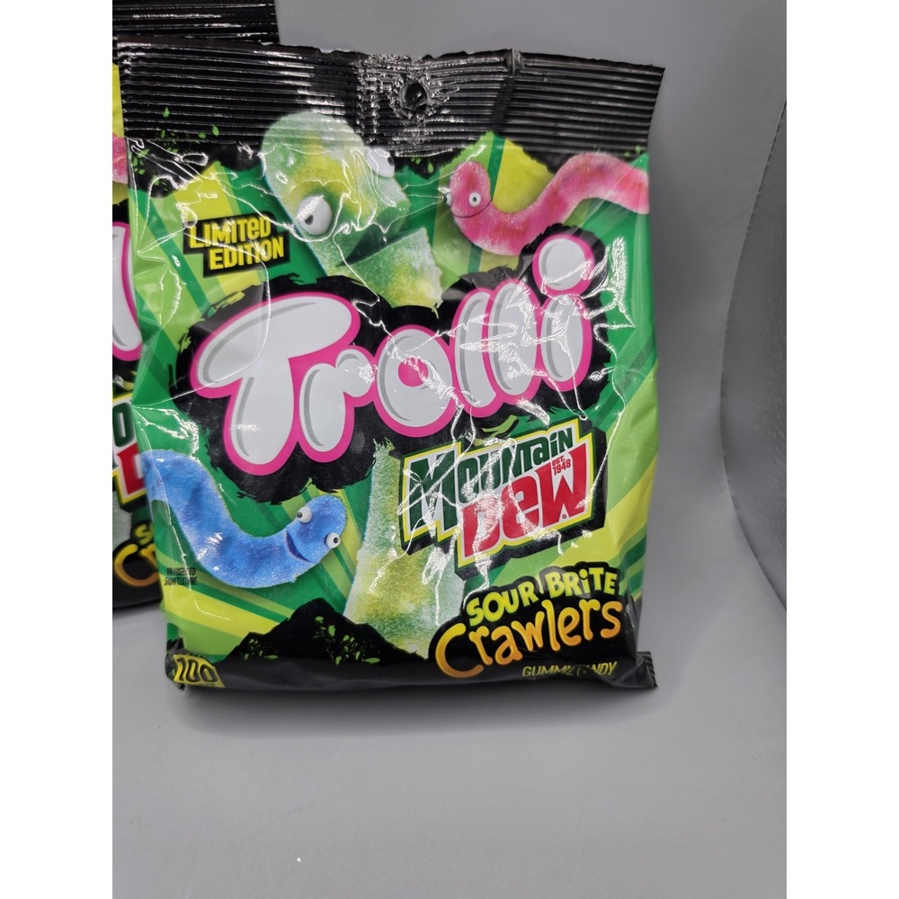 Trolli Mountain Dew Sour Brite Crawlers 2 pack 4.25oz Bags Fresh - Picture 6 of 8